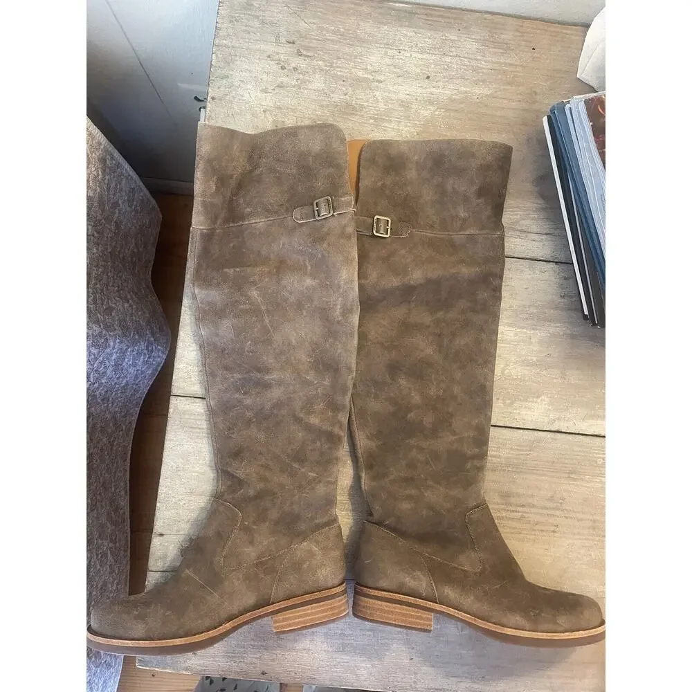 Kork-Ease Addison Over the Knee Campus Suede Riding Boot Taupe 6 NEW!